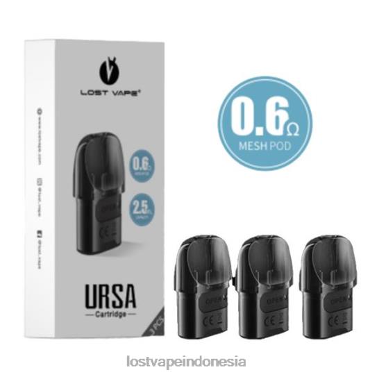 Lost Vape URSA pod pengganti | 2,5ml (3 bungkus) hitam 0,6ohm - lostvape Indonesia headquarter RL2PV6